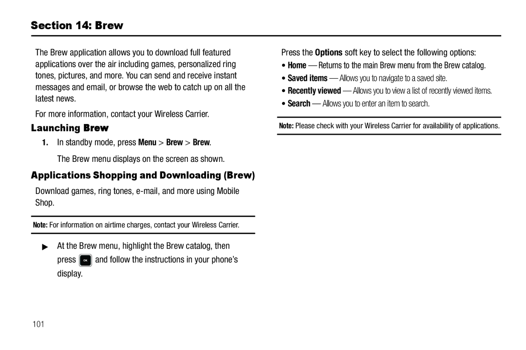 Sharp R520_CJ16_MM_111009_F4 user manual Launching Brew, Applications Shopping and Downloading Brew 