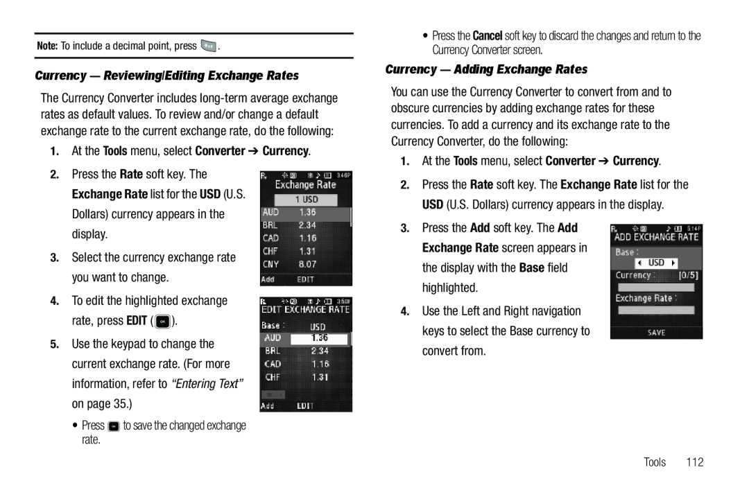 Sharp R520_CJ16_MM_111009_F4 user manual Currency Reviewing/Editing Exchange Rates, Press to save the changed exchange rate 