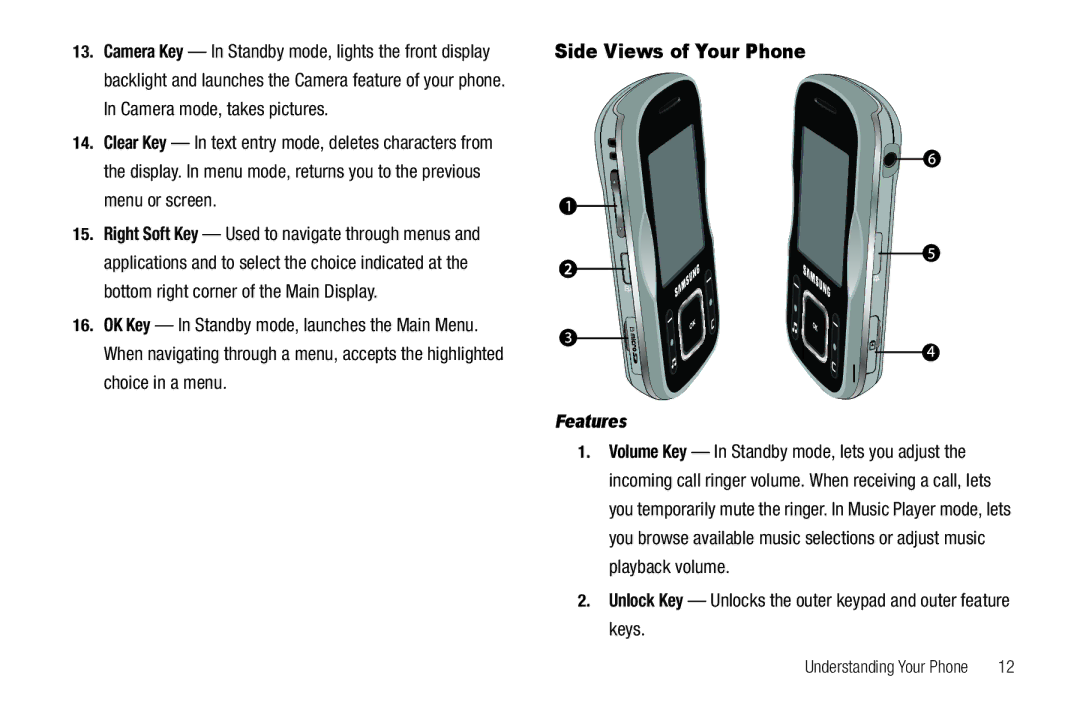 Sharp R520_CJ16_MM_111009_F4 Side Views of Your Phone, Unlock Key Unlocks the outer keypad and outer feature keys 