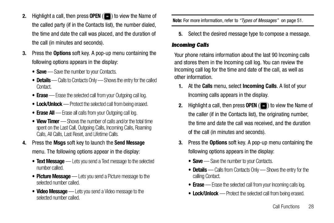 Sharp R520_CJ16_MM_111009_F4 user manual Incoming Calls, Erase All Erase all calls from your Outgoing call log 