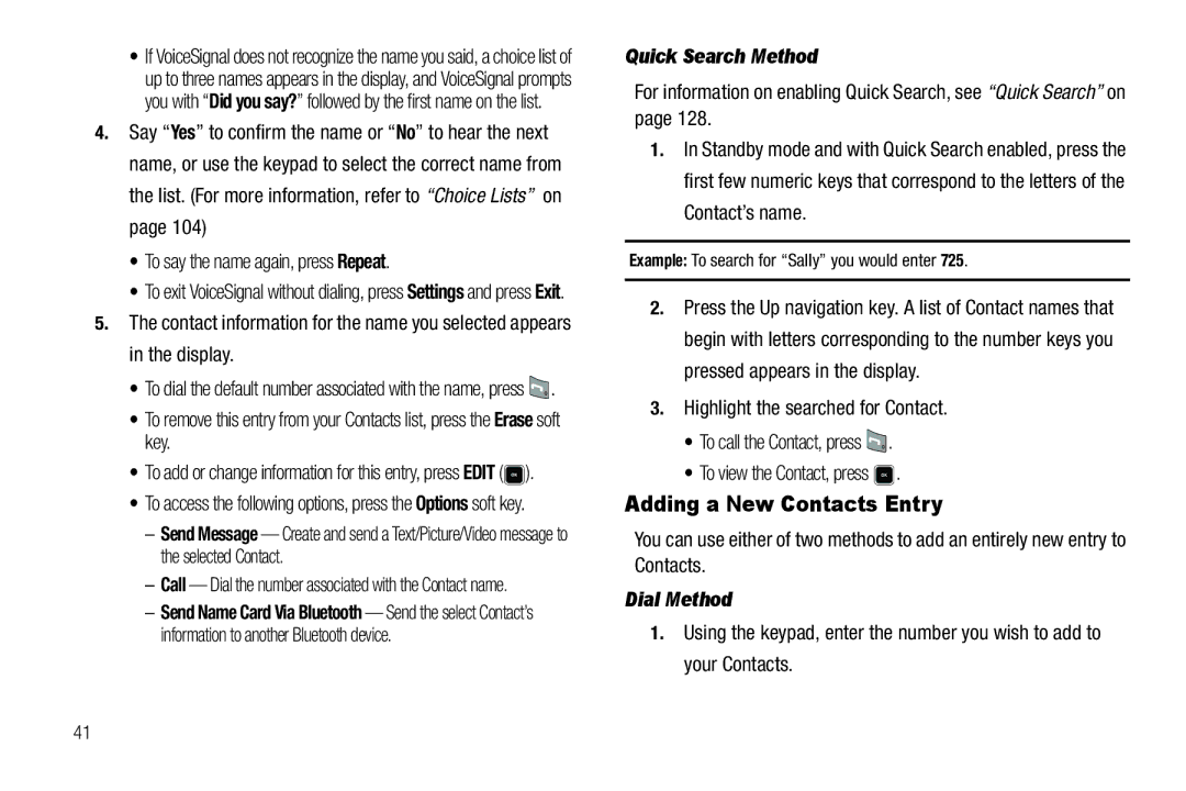 Sharp R520_CJ16_MM_111009_F4 Adding a New Contacts Entry, To say the name again, press Repeat, Quick Search Method 