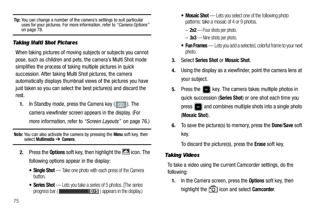 Sharp R520_CJ16_MM_111009_F4 user manual Taking Multi Shot Pictures, Select Series Shot or Mosaic Shot, Taking Videos 