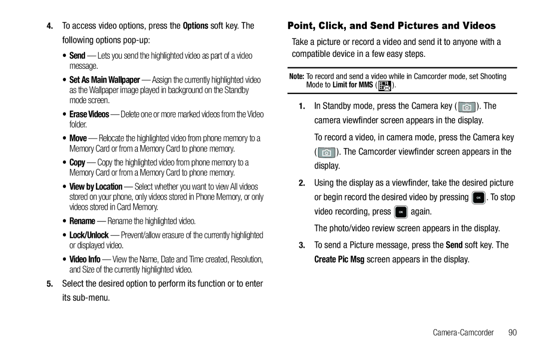 Sharp R520_CJ16_MM_111009_F4 user manual Point, Click, and Send Pictures and Videos, Video recording, press again 