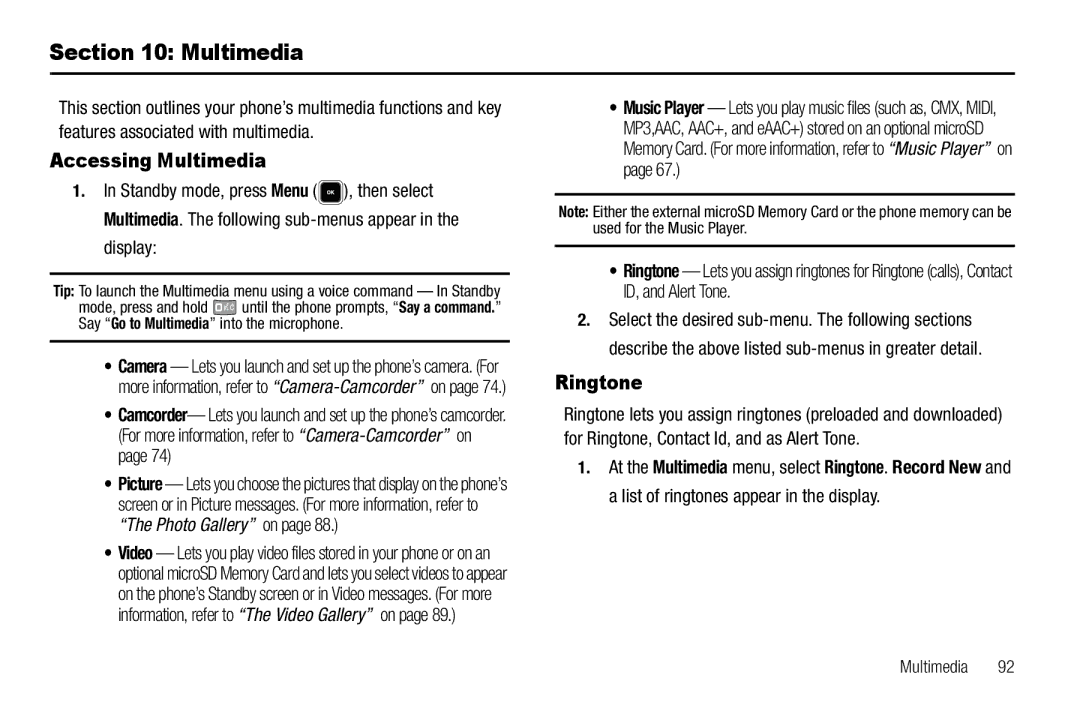 Sharp R520_CJ16_MM_111009_F4 user manual Accessing Multimedia, Ringtone 