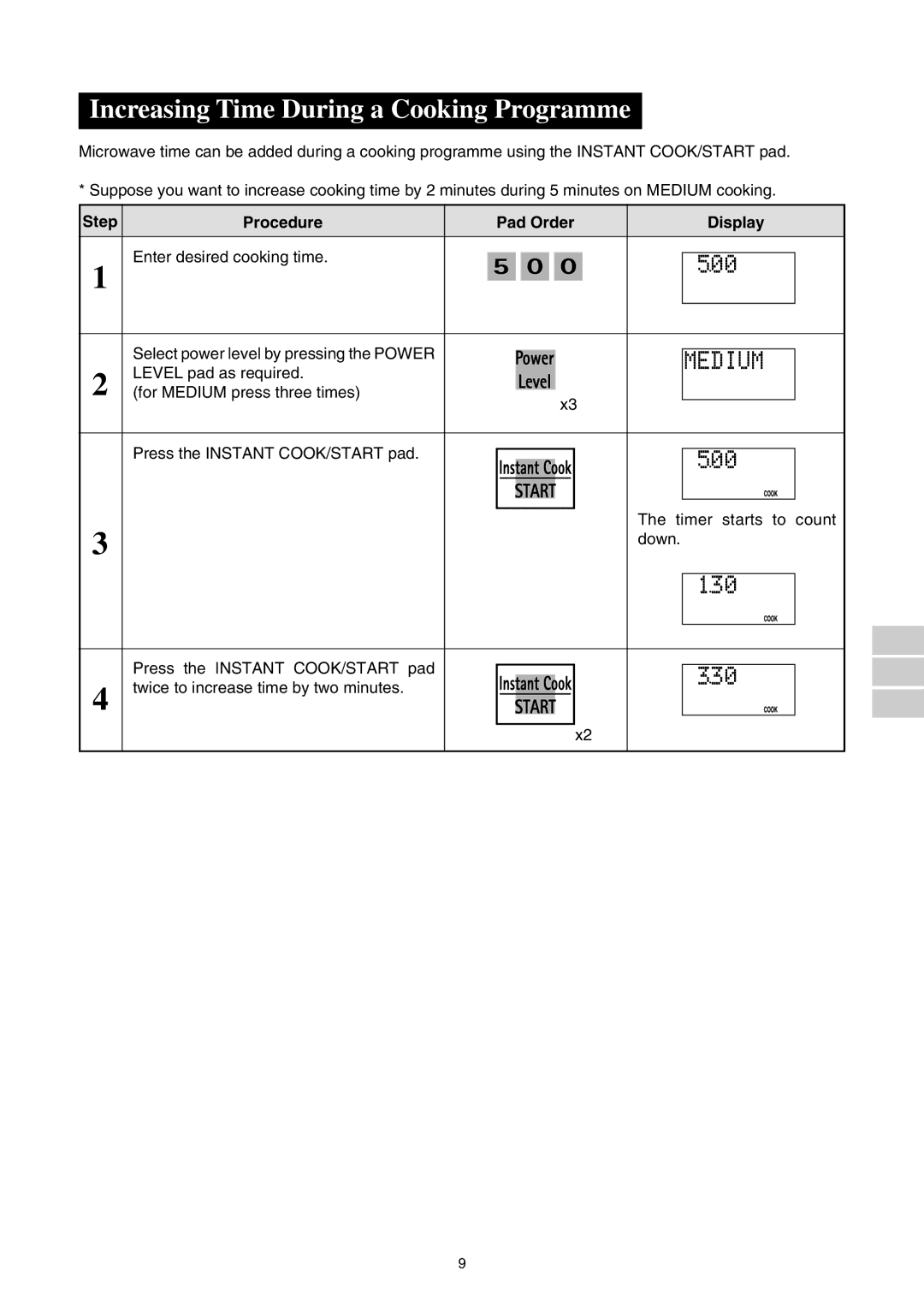 Sharp R580d(K) manual Increasing Time During a Cooking Programme 