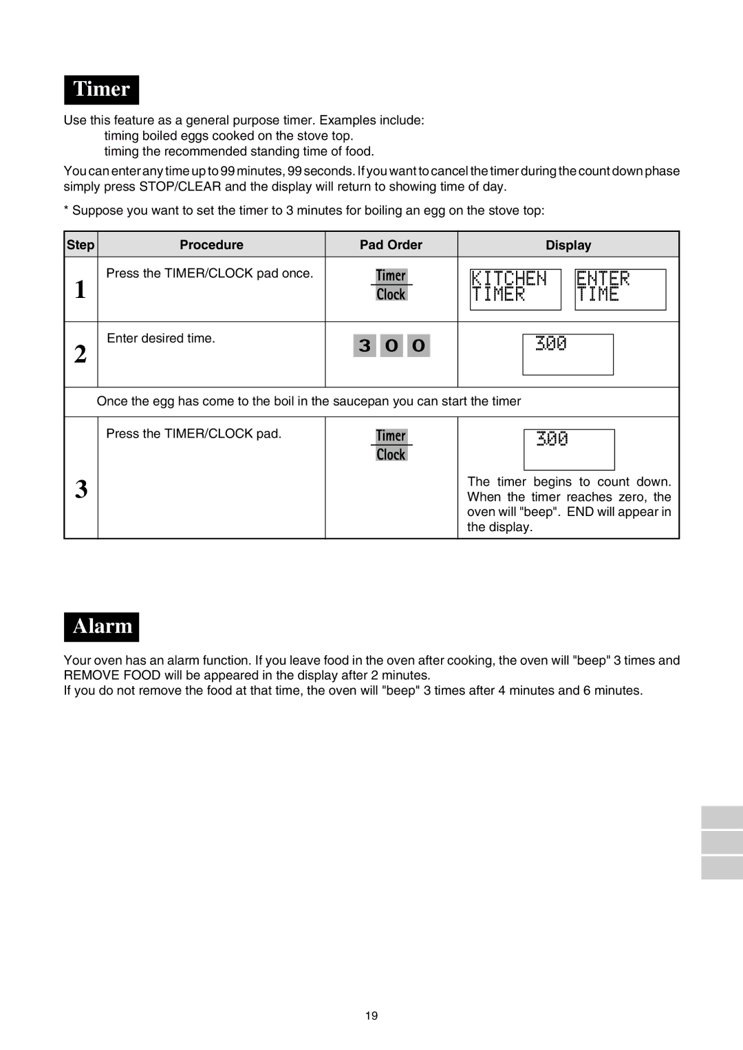 Sharp R580d(K) manual Timer, Alarm, T C H E N T E R 