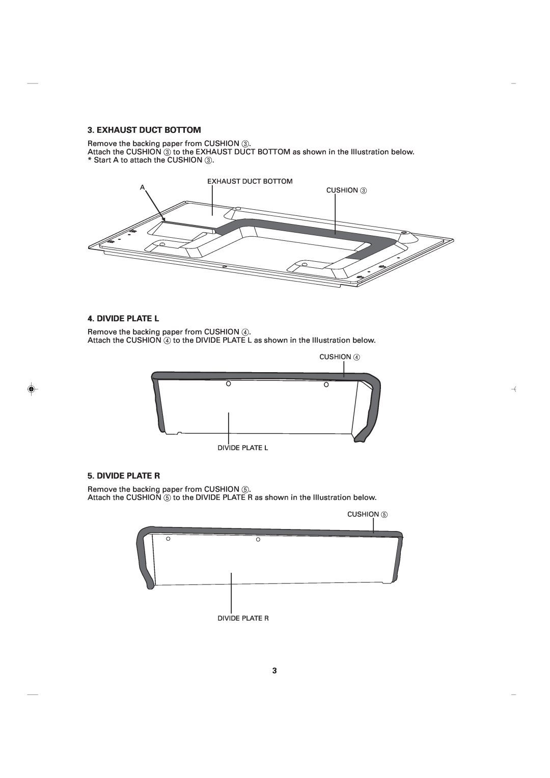 Sharp RK-12S30 installation instructions Exhaust Duct Bottom, Divide Plate L, Divide Plate R 