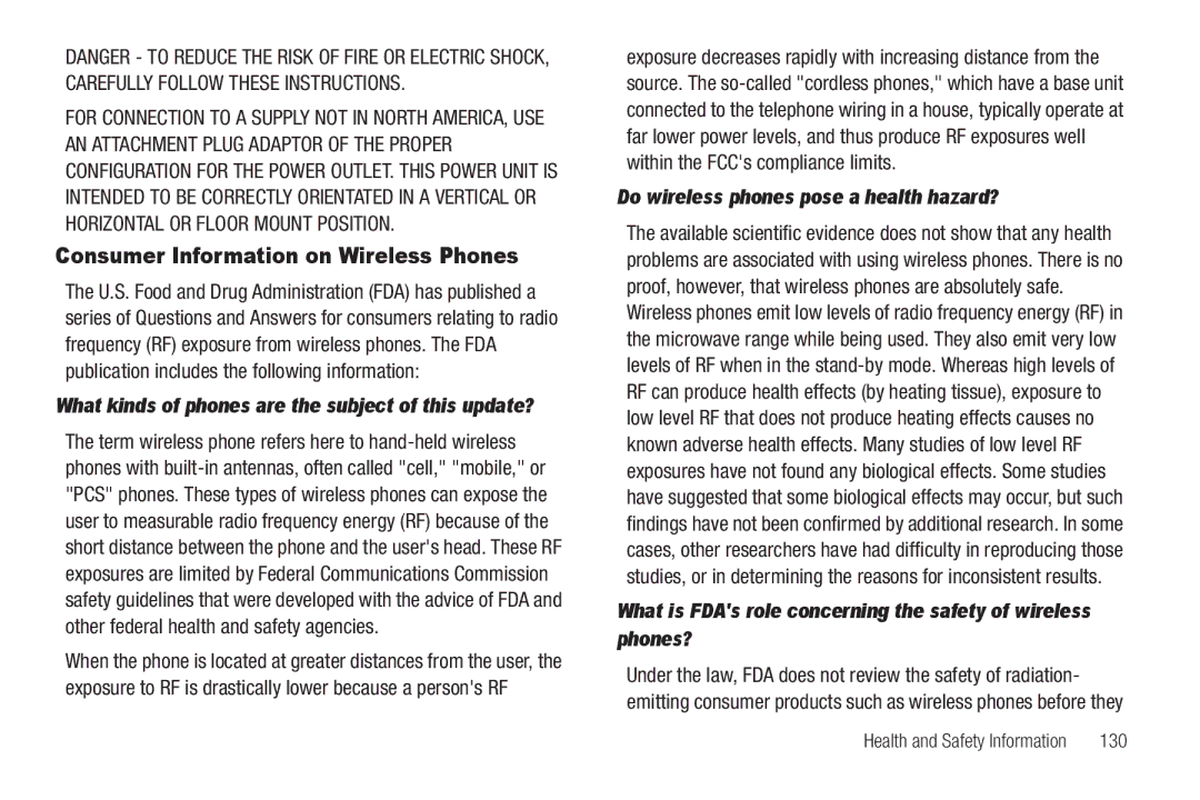 Sharp SCH-R850 user manual Consumer Information on Wireless Phones, Do wireless phones pose a health hazard? 