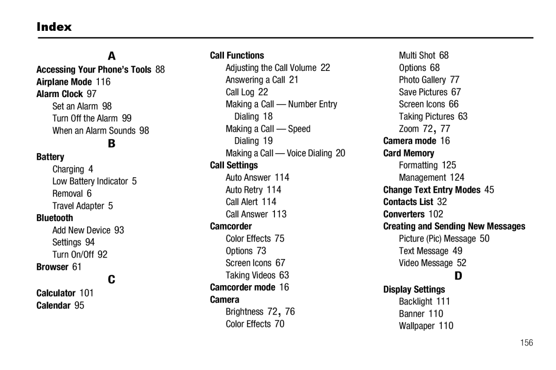 Sharp SCH-R850 user manual Index 