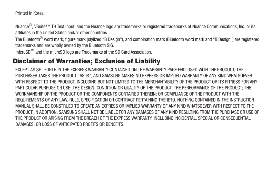 Sharp SCH-R850 user manual Disclaimer of Warranties Exclusion of Liability 