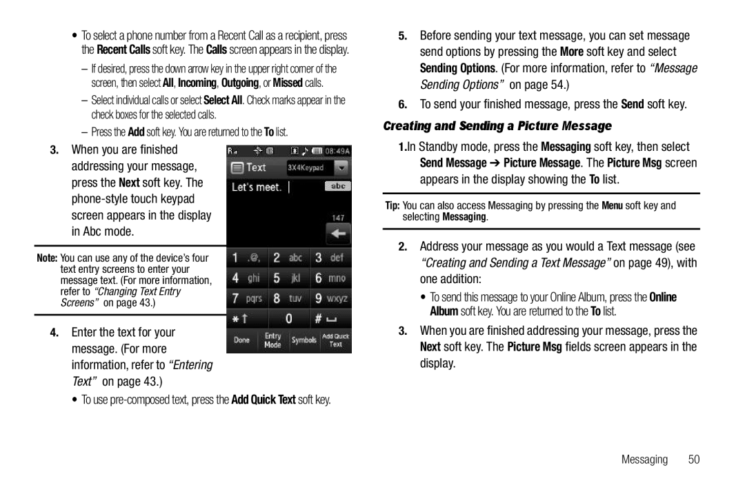 Sharp SCH-R850 Creating and Sending a Picture Message, To send your finished message, press the Send soft key, Messaging 