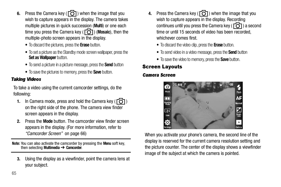 Sharp SCH-R850 user manual To discard the pictures, press the Erase button, Taking Videos, Screen appears in the display 