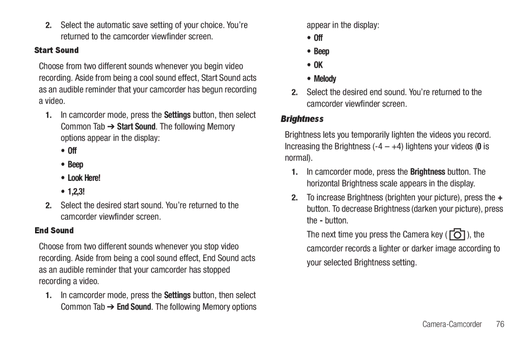 Sharp SCH-R850 user manual Off Beep Look Here, Appear in the display, Off Beep Melody, Your selected Brightness setting 