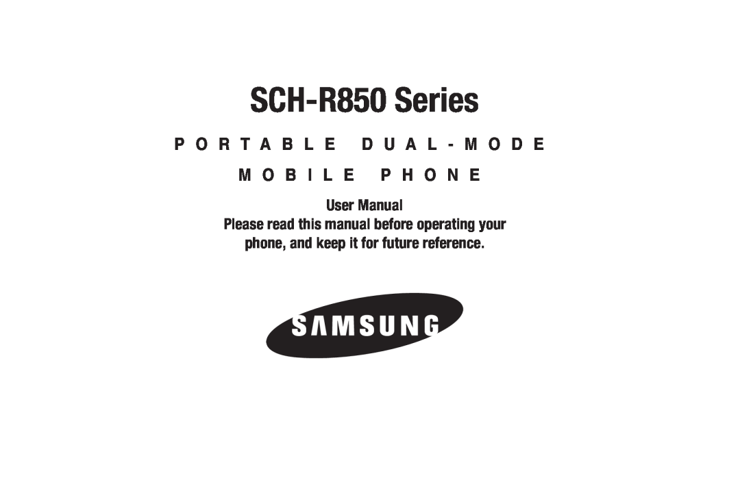 Sharp user manual phone, and keep it for future reference, SCH-R850 Series 