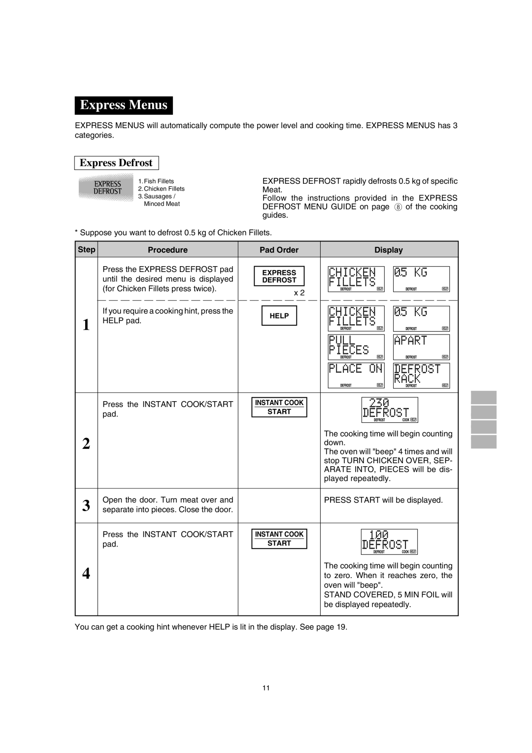 Sharp R-380H, SCR/SCRNZ, A40267 manual Express Menus 