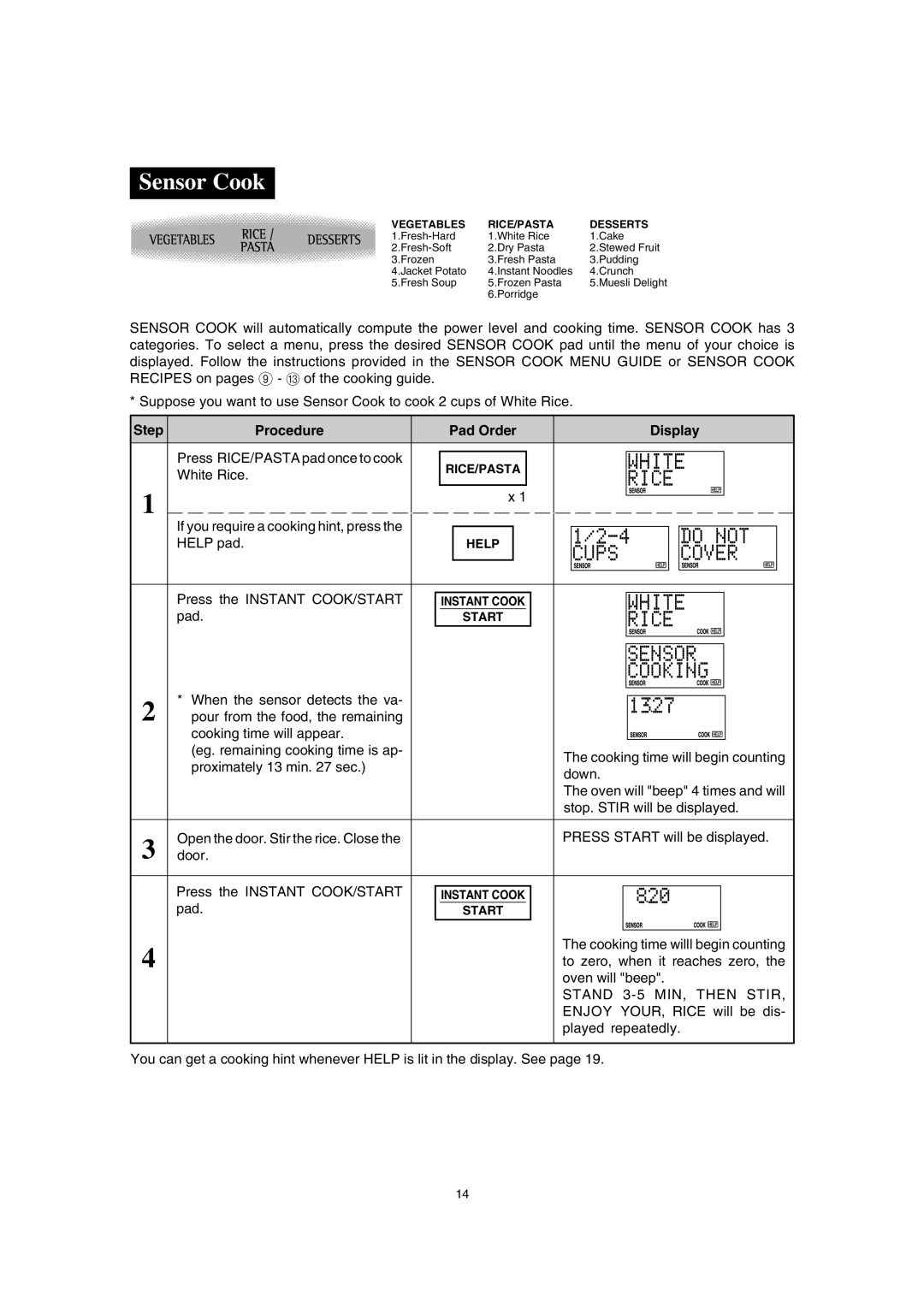 Sharp R-380H, SCR/SCRNZ, A40267 manual Sensor Cook 