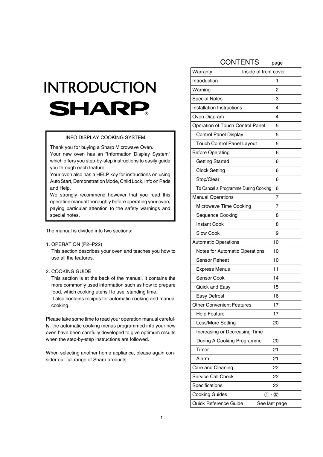 Sharp SCR/SCRNZ, R-380H, A40267 manual Contents 