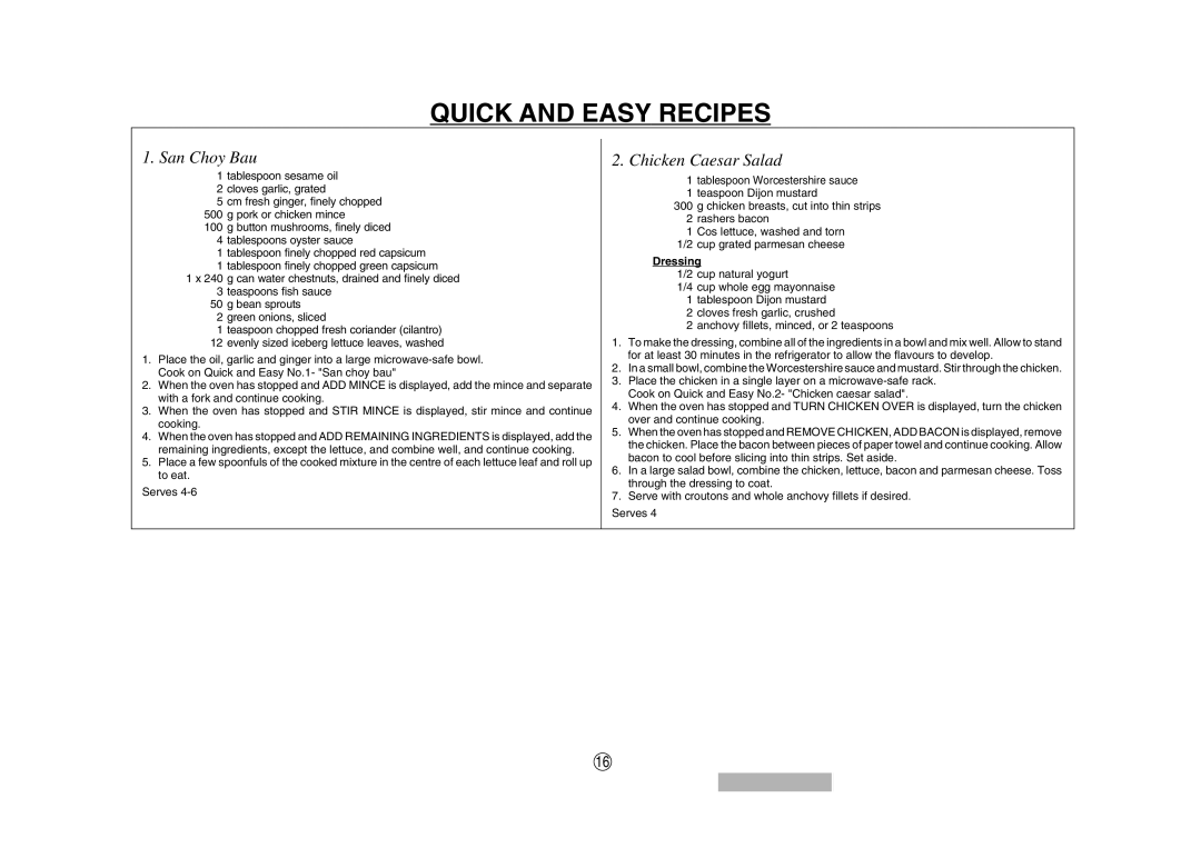 Sharp A40267, SCR/SCRNZ, R-380H manual Quick and Easy Recipes, Dressing 