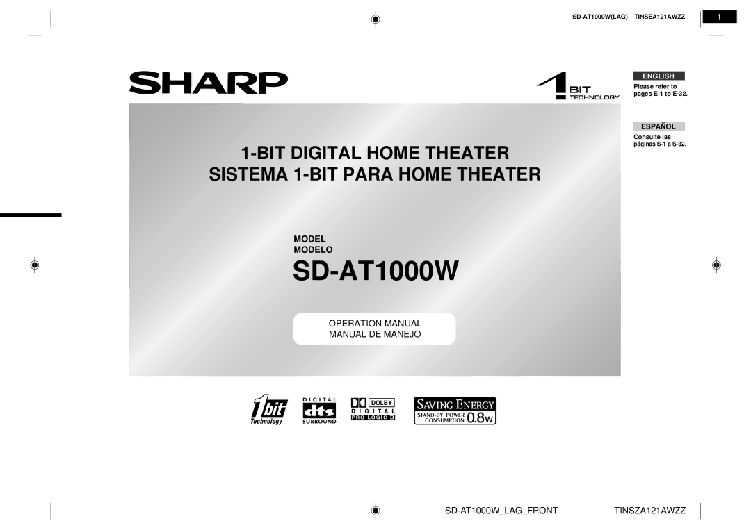 Sharp SD-AT1000W operation manual 