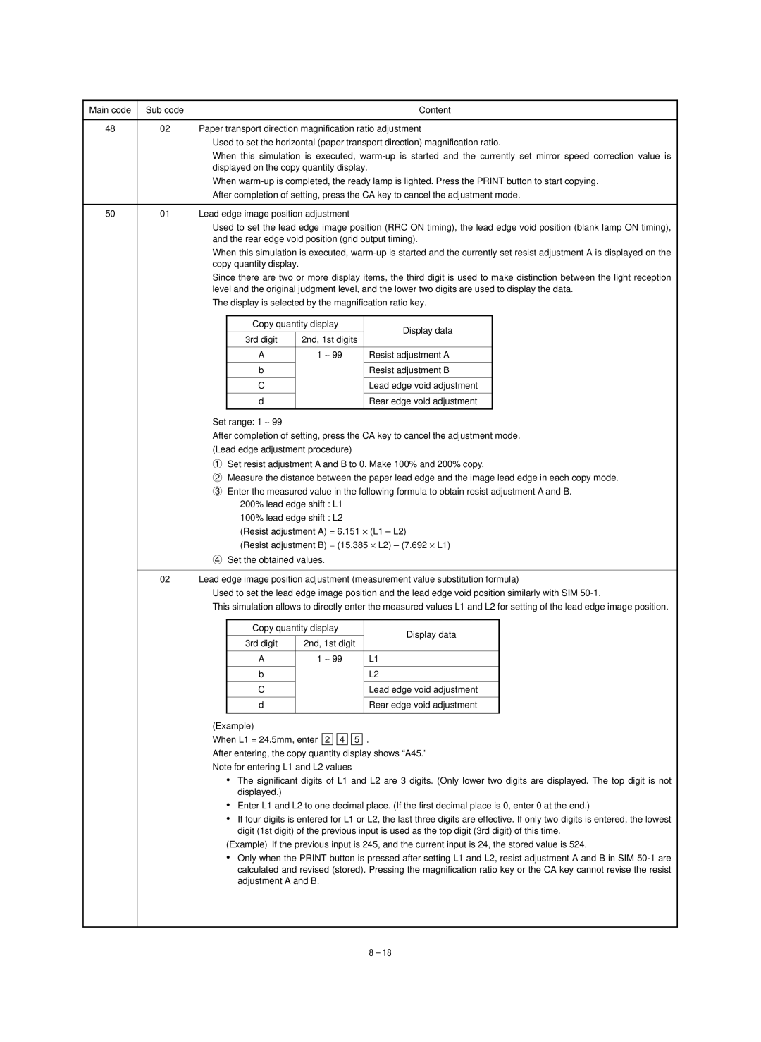 Sharp SF-1120, SF-1020 service manual Paper transport direction magnification ratio adjustment 