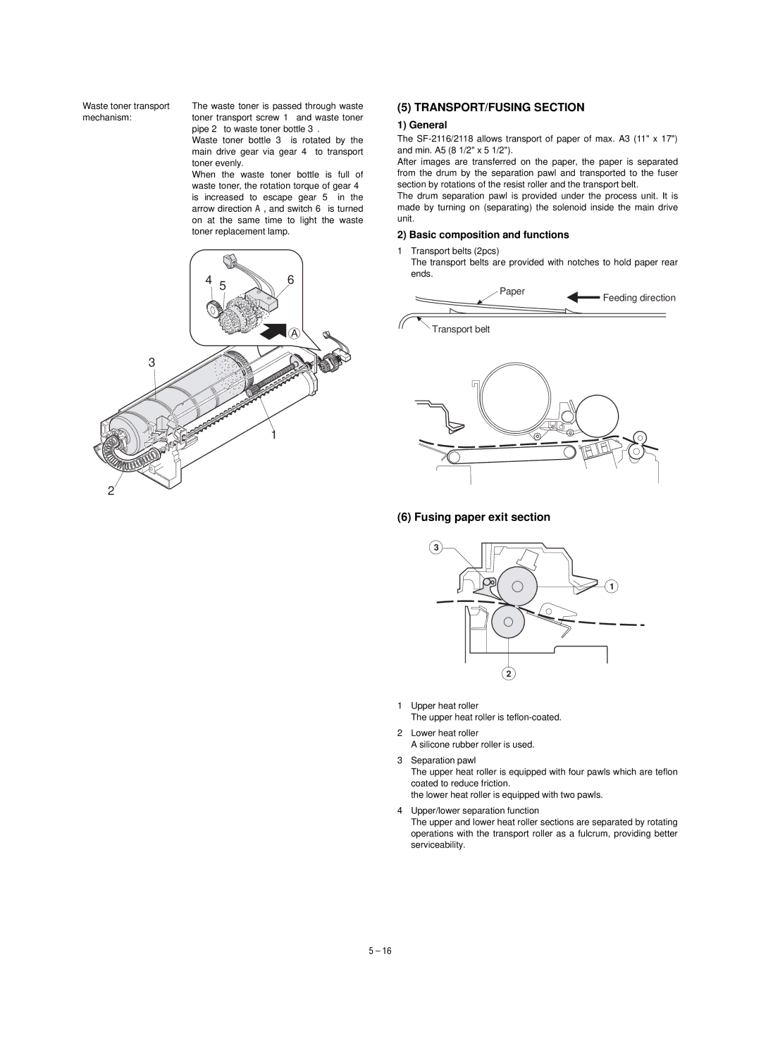 Sharp SF-1020, SF-1120 service manual Fusing paper exit section, General, Basic composition and functions 