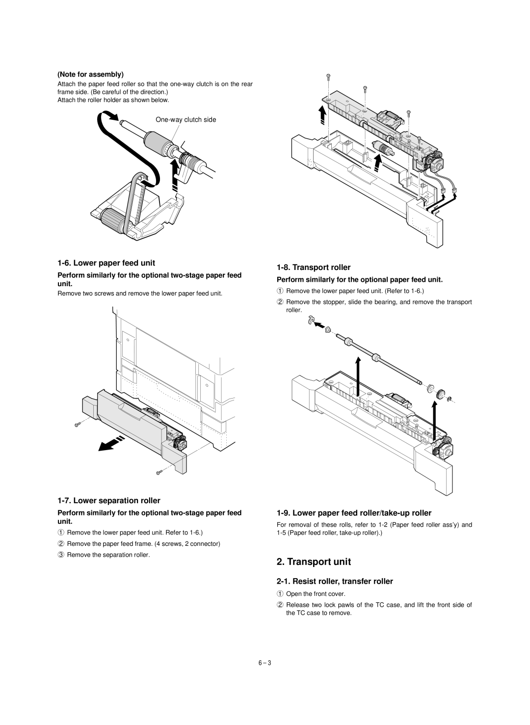 Sharp SF-1120, SF-1020 service manual Transport unit 