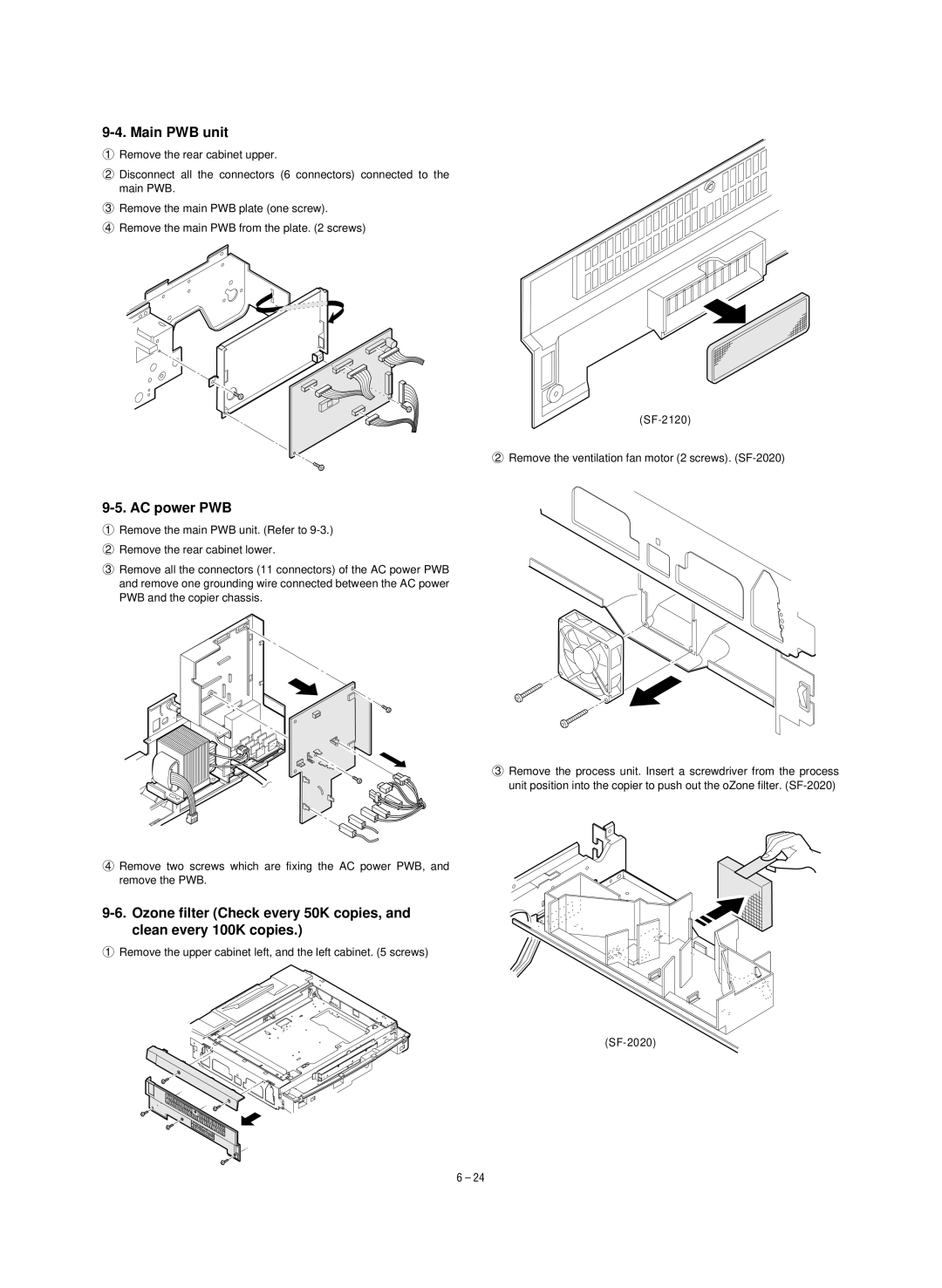 Sharp SF-1020, SF-1120 service manual Main PWB unit, AC power PWB 