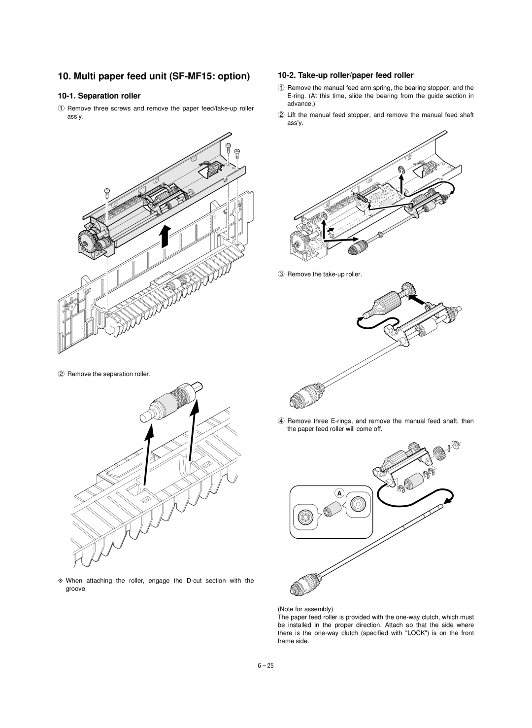 Sharp SF-1120, SF-1020 service manual Multi paper feed unit SF-MF15 option, Take-up roller/paper feed roller 