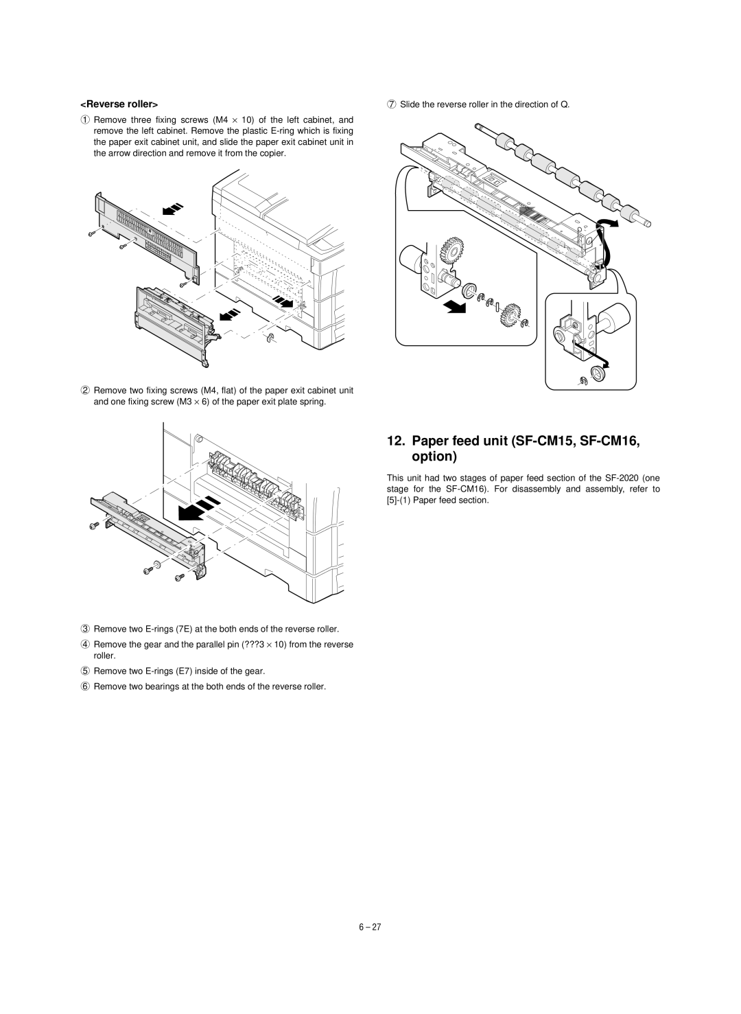 Sharp SF-1120, SF-1020 service manual Paper feed unit SF-CM15, SF-CM16, option 