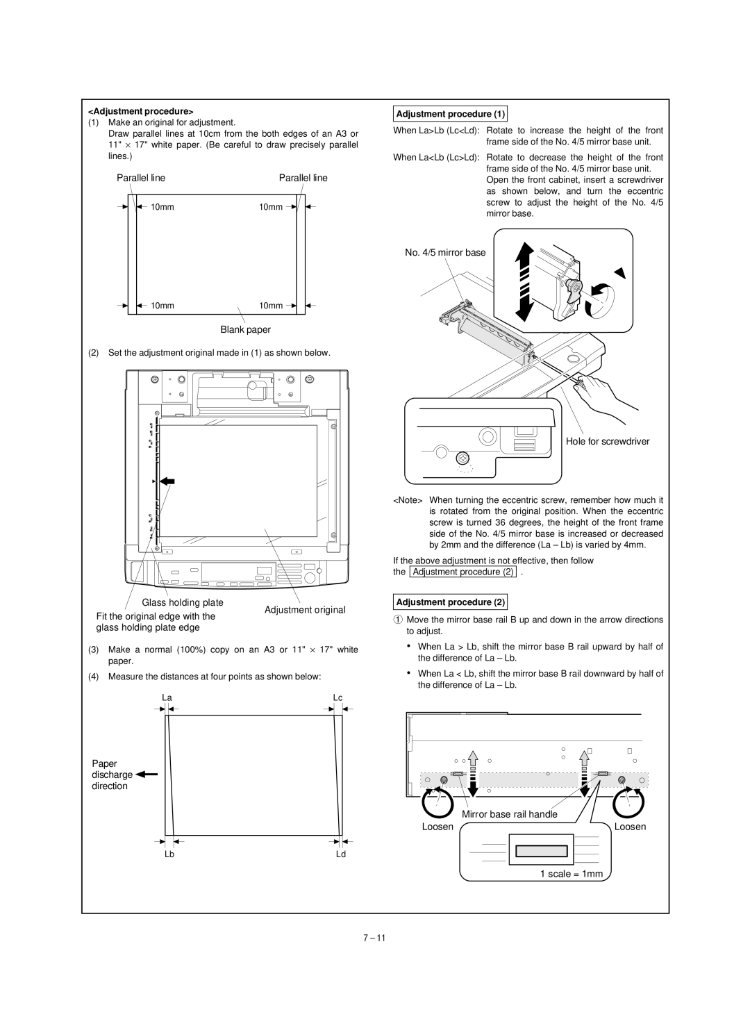 Sharp SF-1020, SF-1120 service manual Mirror base rail handle Loosen 