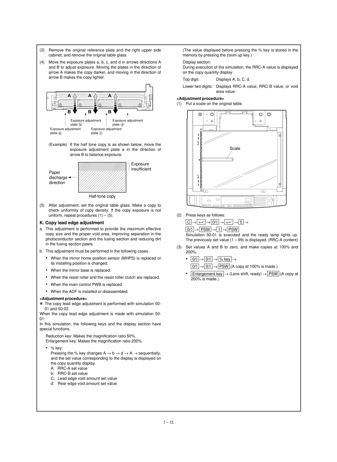 Sharp SF-1020, SF-1120 service manual Copy lead edge adjustment 