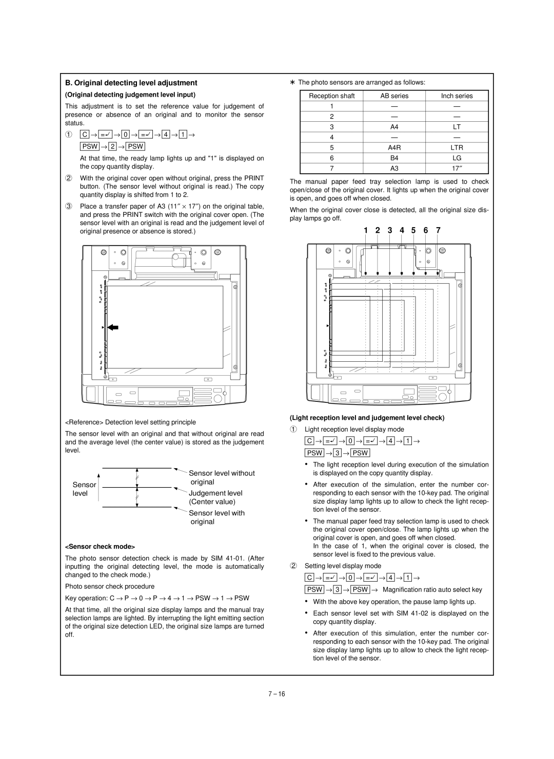 Sharp SF-1120, SF-1020 service manual 3 4 5 6, Original detecting level adjustment, A4R LTR 