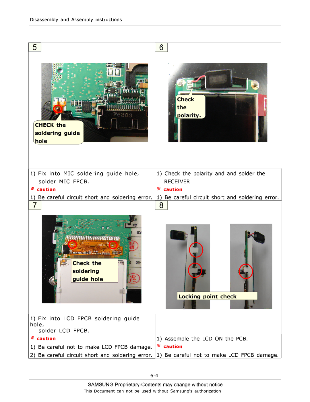 Sharp SGH-C130 manual Assemble the LCD on the PCB 