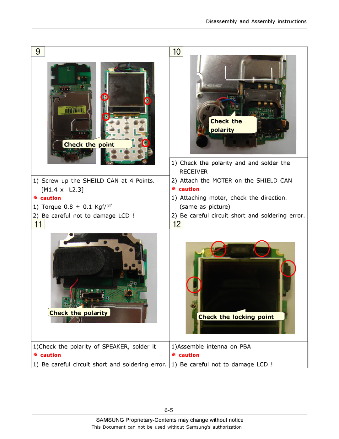 Sharp SGH-C130 manual Check Polarity Check the point 