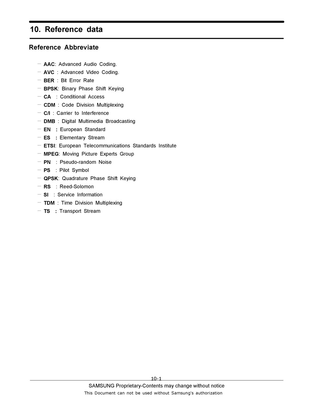 Sharp SGH-F250 manual Reference data, Reference Abbreviate 