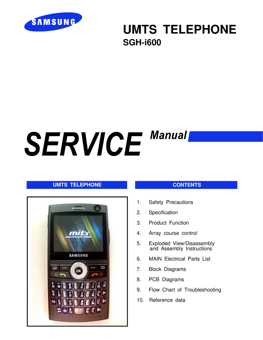 Sharp SGH-I600 manual Umts Telephone 