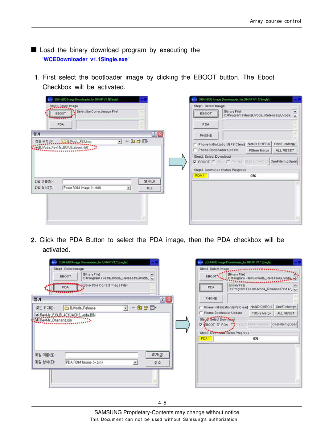 Sharp SGH-I600 manual Load the binary download program by executing 