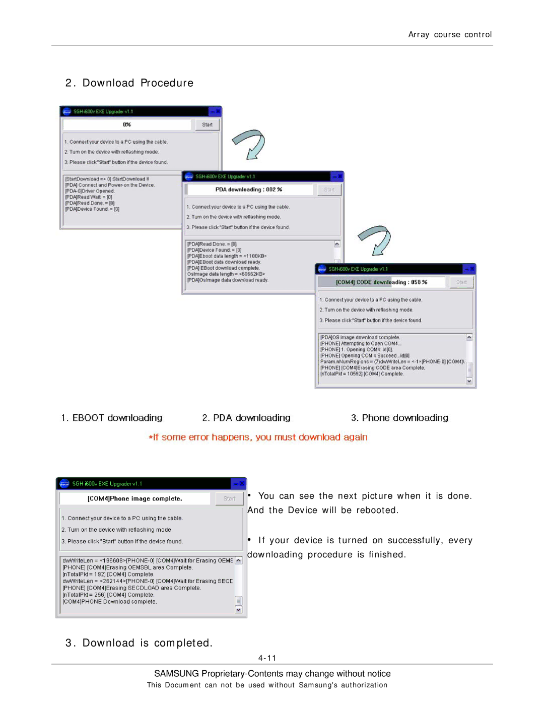 Sharp SGH-I600 manual Download Procedure Download is completed 