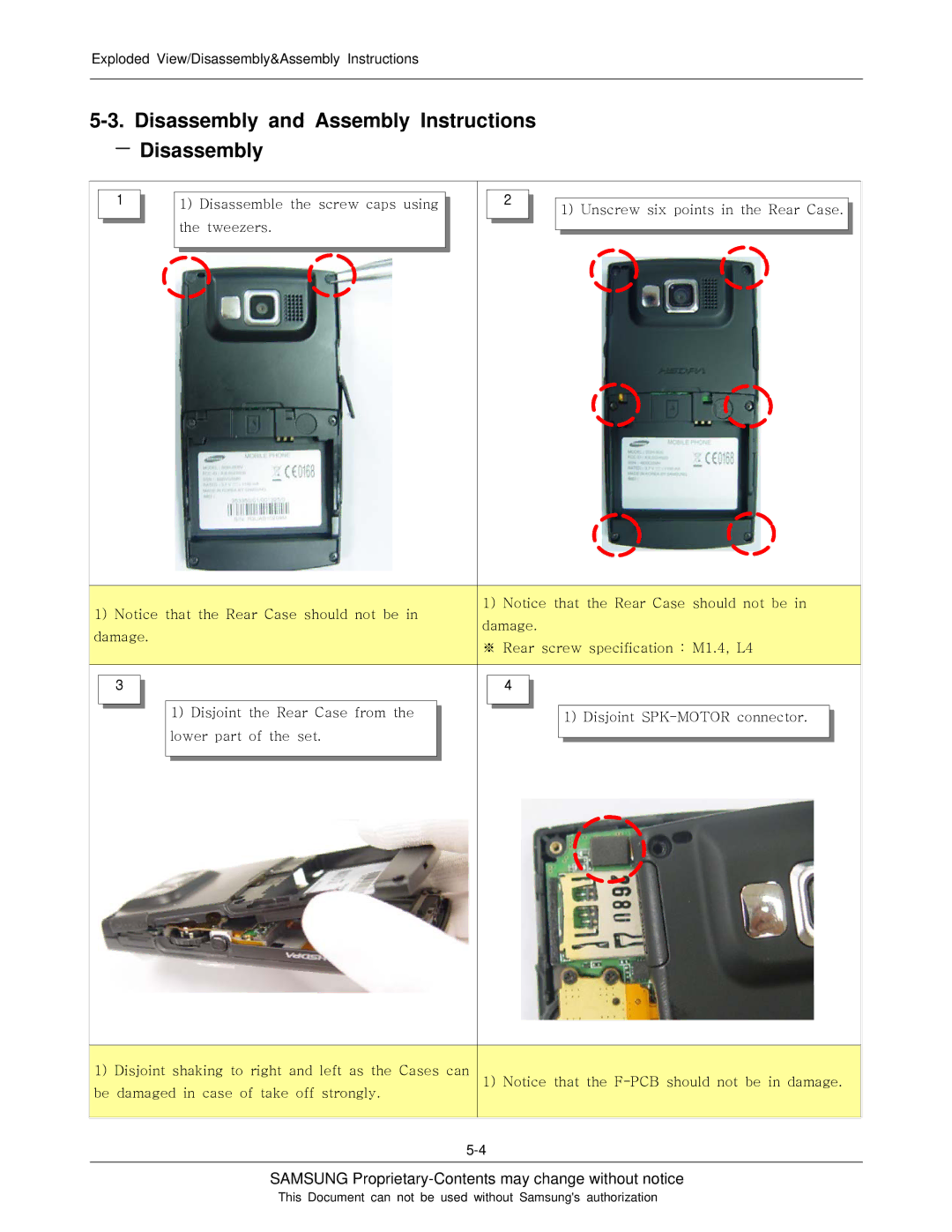 Sharp SGH-I600 manual Disassembly and Assembly Instructions ― Disassembly 