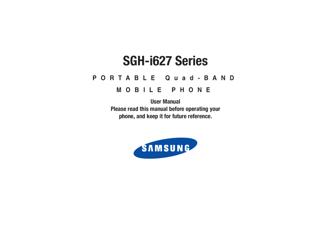 Sharp SGH-I627 user manual SGH-i627 Series 