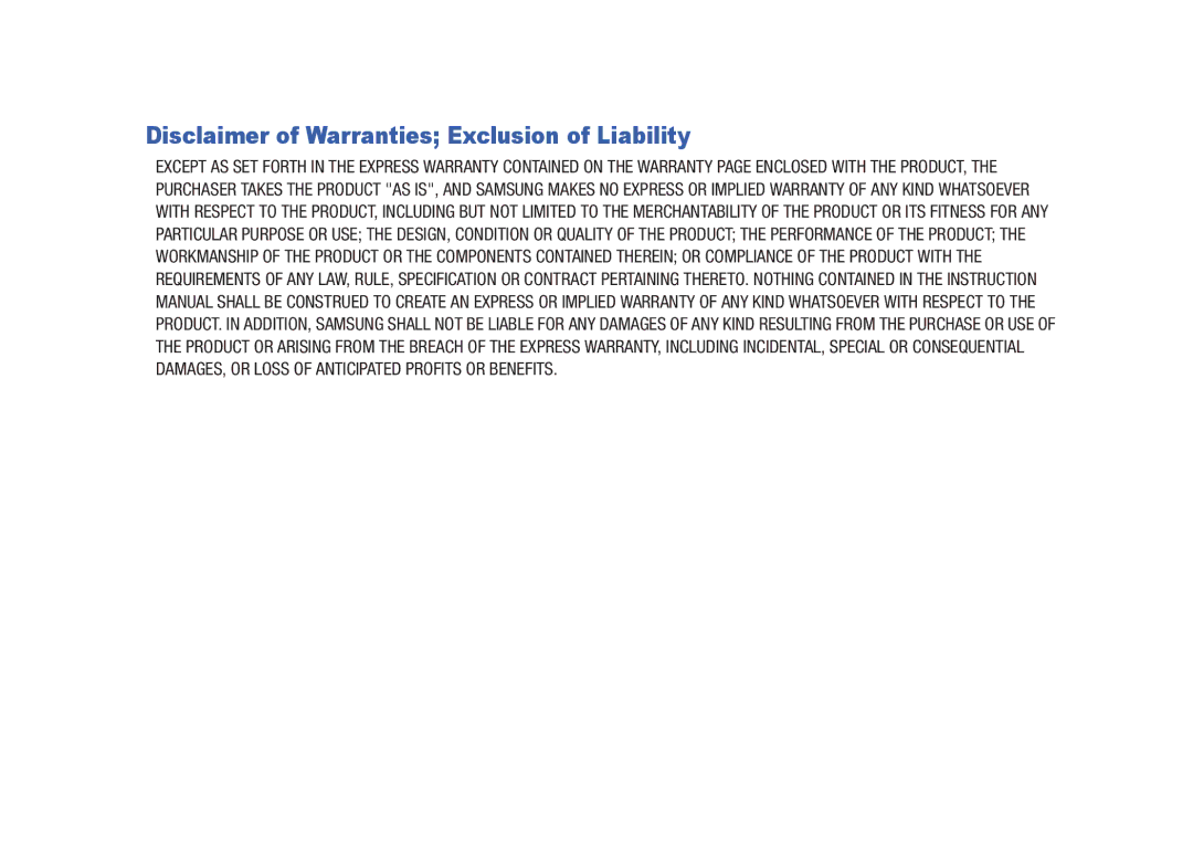 Sharp SGH-I627 user manual Disclaimer of Warranties Exclusion of Liability 