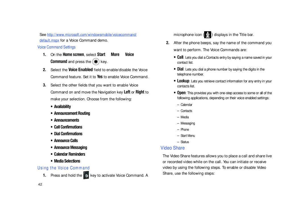 Sharp SGH-I627 user manual Video Share, Using the Voice Command 