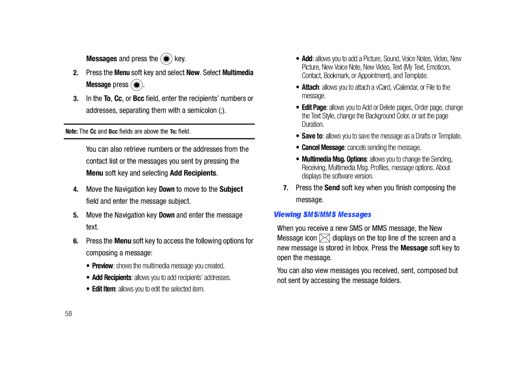 Sharp SGH-I627 user manual Messages and press the key, Message press, Edit Item allows you to edit the selected item 