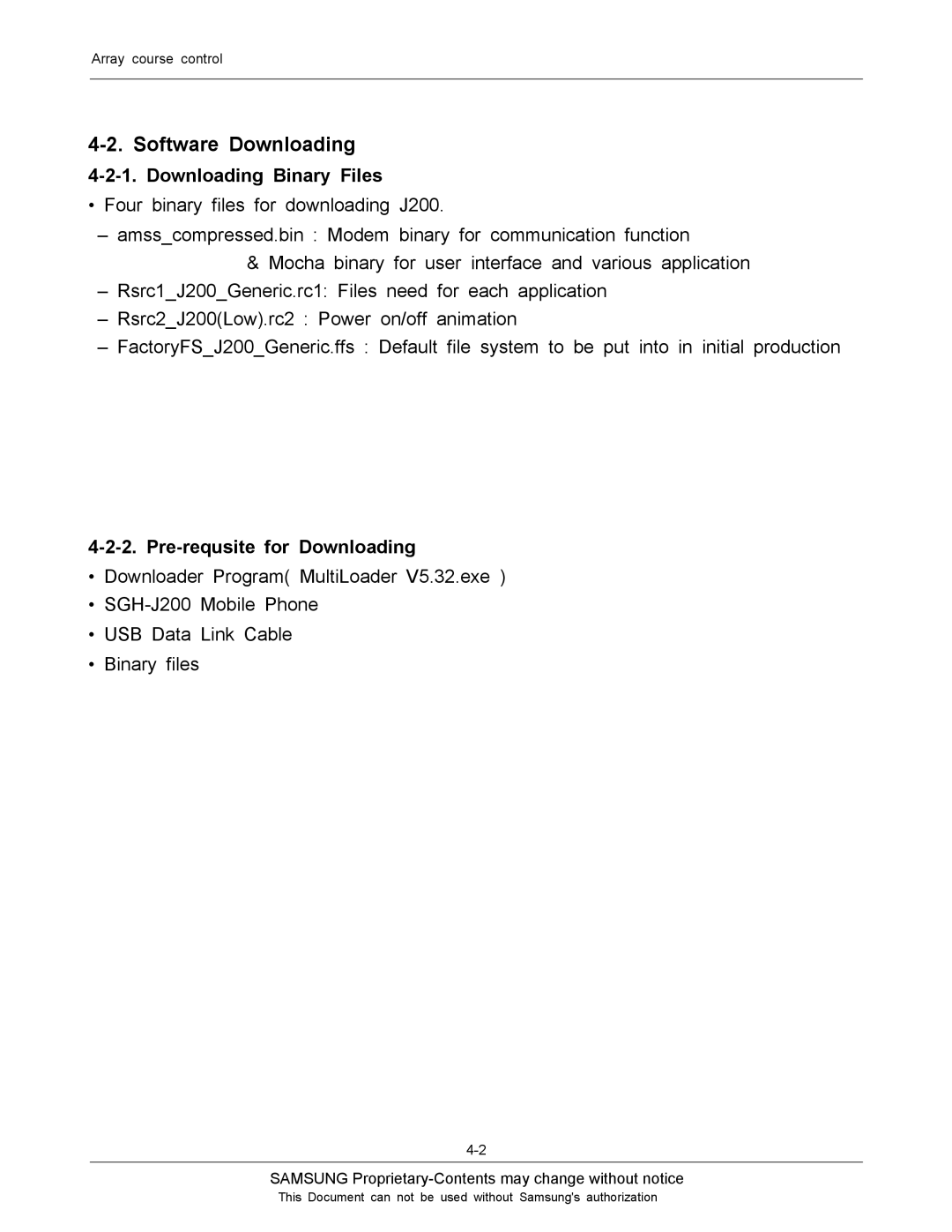 Sharp SGH-J200 manual Downloading Binary Files, Pre-requsite for Downloading 