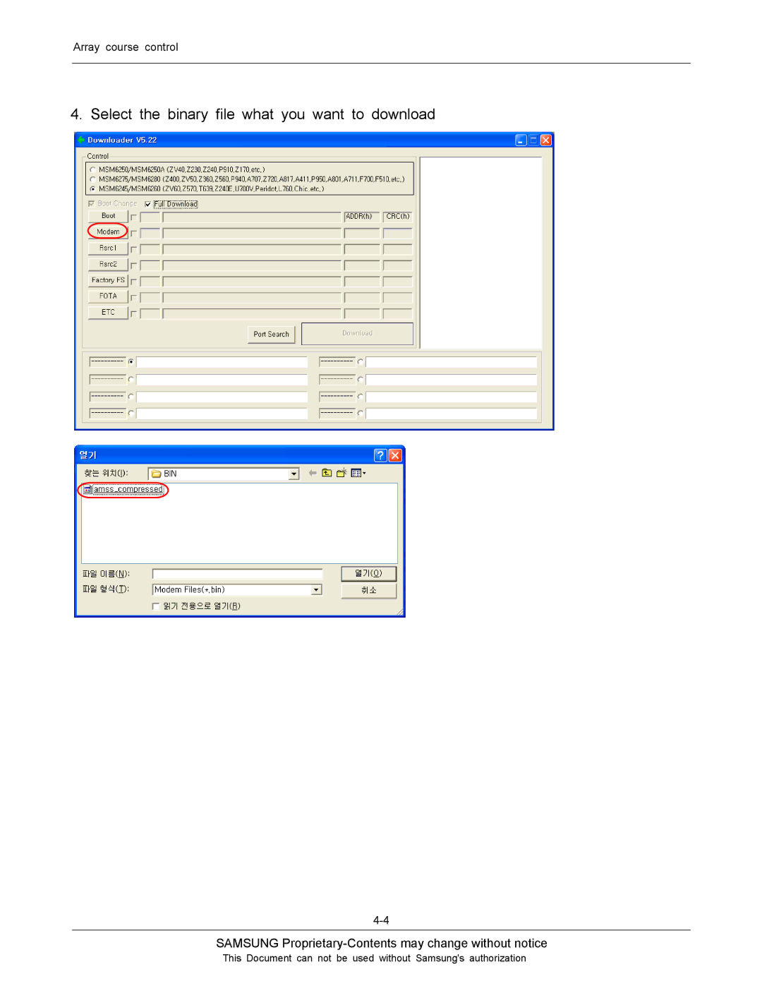 Sharp SGH-J200 manual Select the binary file what you want to download 