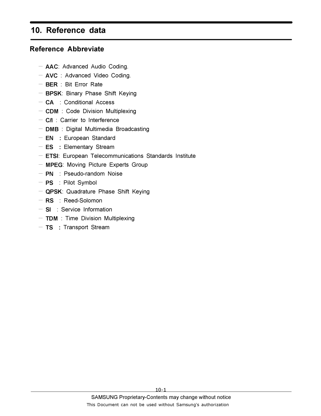 Sharp SGH-J200 manual Reference data, Reference Abbreviate 