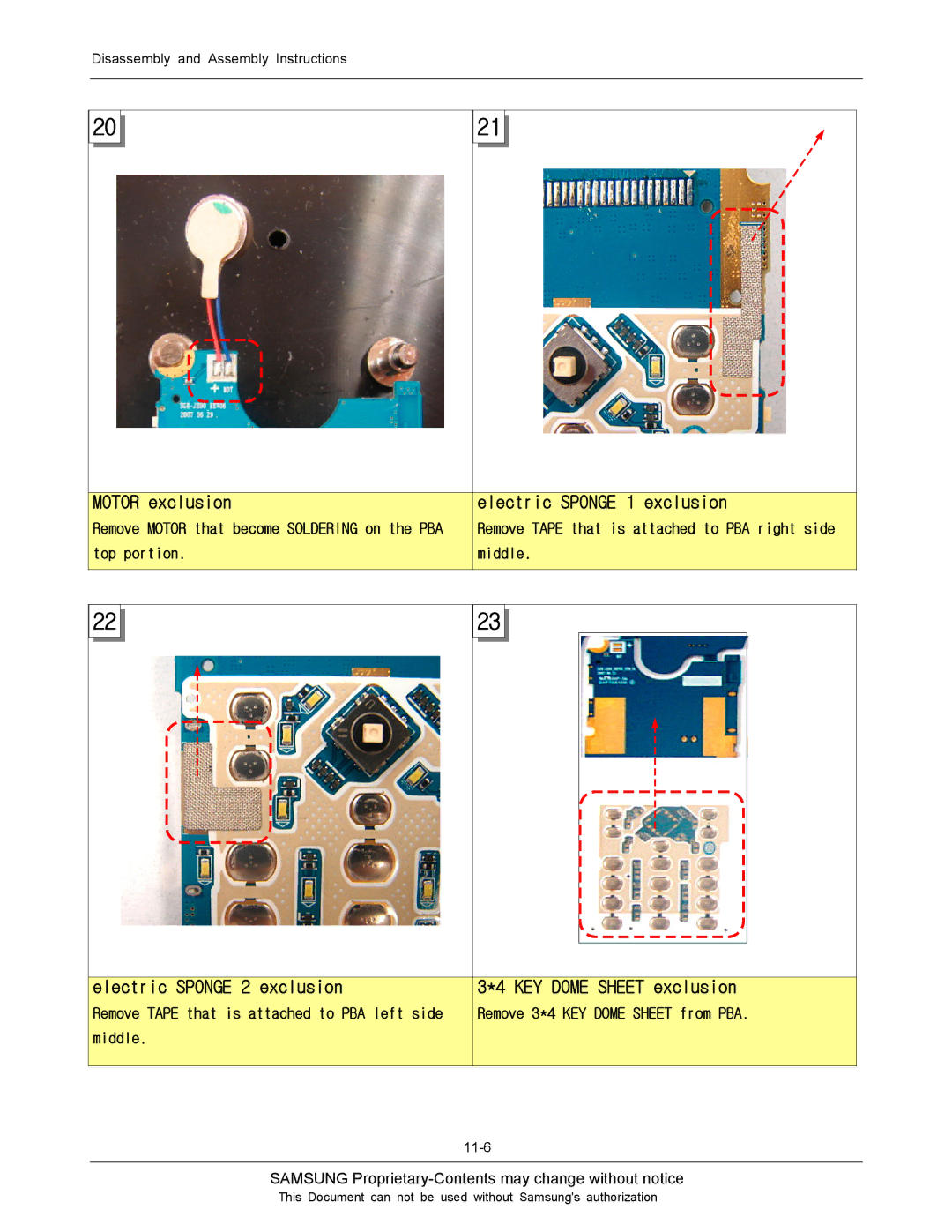 Sharp SGH-J200 manual Electric Sponge 1 exclusion, Electric Sponge 2 exclusion, KEY Dome Sheet exclusion 