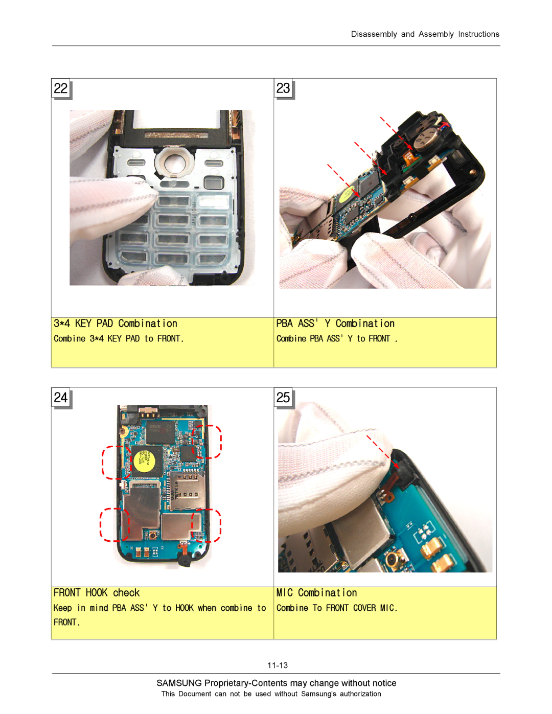 Sharp SGH-J200 KEY PAD Combination, PBA ASS Y Combination, Front Hook check MIC Combination, Combine 3*4 KEY PAD to Front 