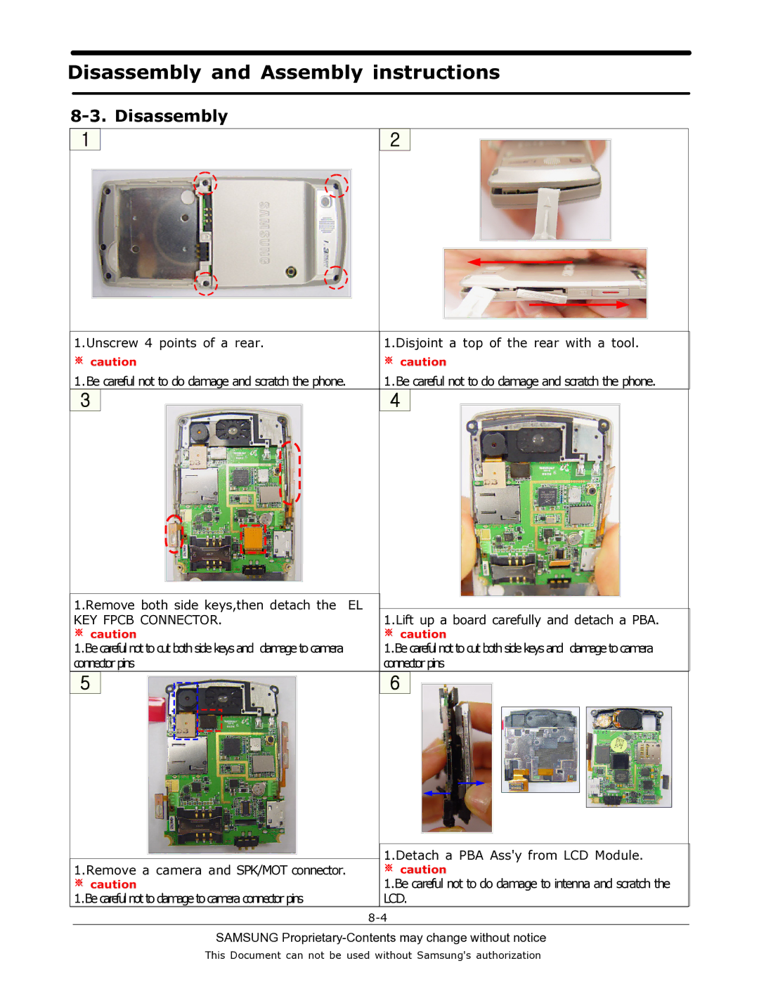 Sharp SGH-T519 manual Disassembly and Assembly instructions 