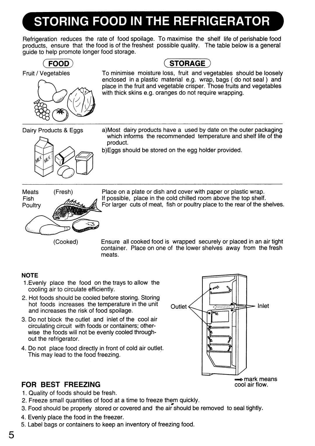 Sharp SJ-24G operation manual For Best Freezing, Storage 